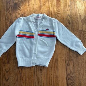 Kids White Cardigan with Colorful Stripes